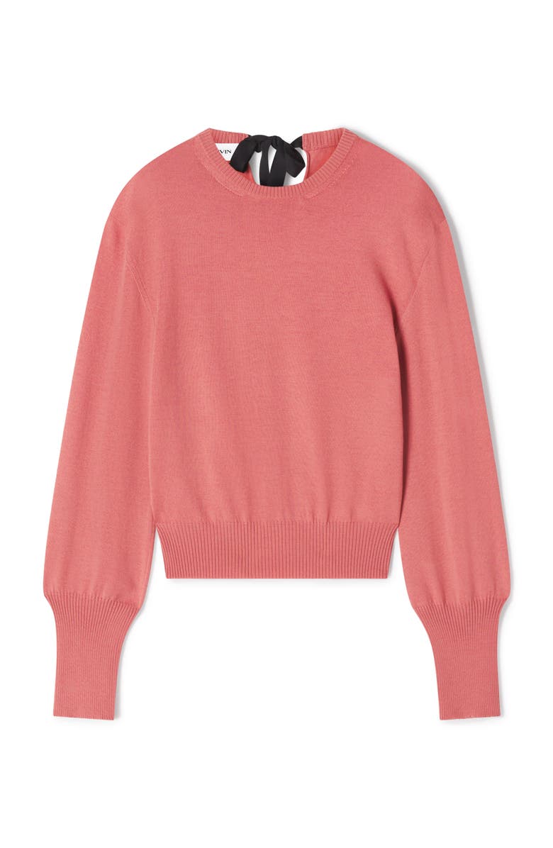 Lanvin Wool Sweater With Grosgrain Detail, Alternate, color, Pink