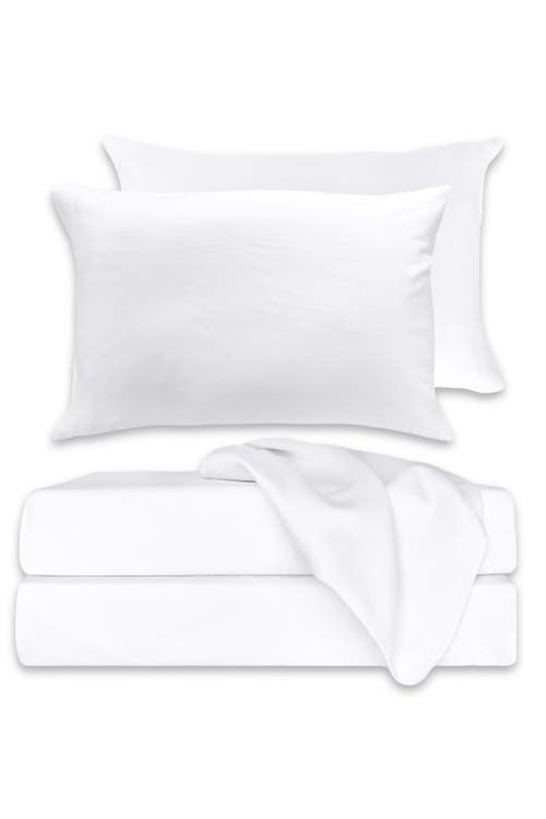Bedvoyage Luxury 100% Viscose Cooling Bed Sheet Set In White