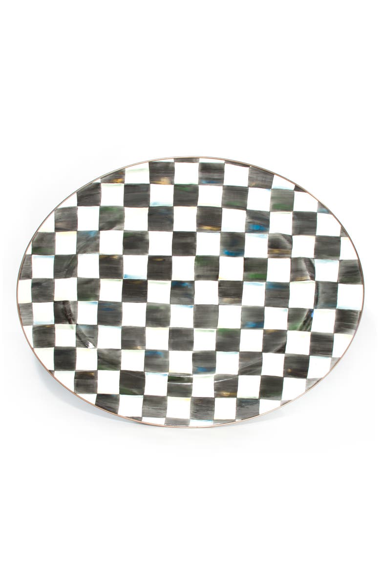 MACKENZIE CHILDS Courtly Check Large Enameled Steel Oval Platter, Main, color, Black/ White