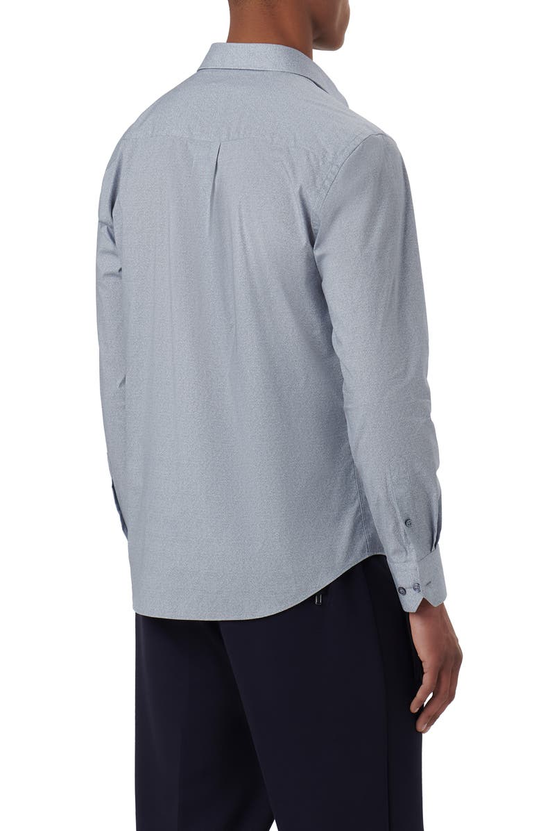 Bugatchi Julian Shaped Fit Heather Stretch Cotton Button-Up Shirt, Alternate, color, Dusty-Blue