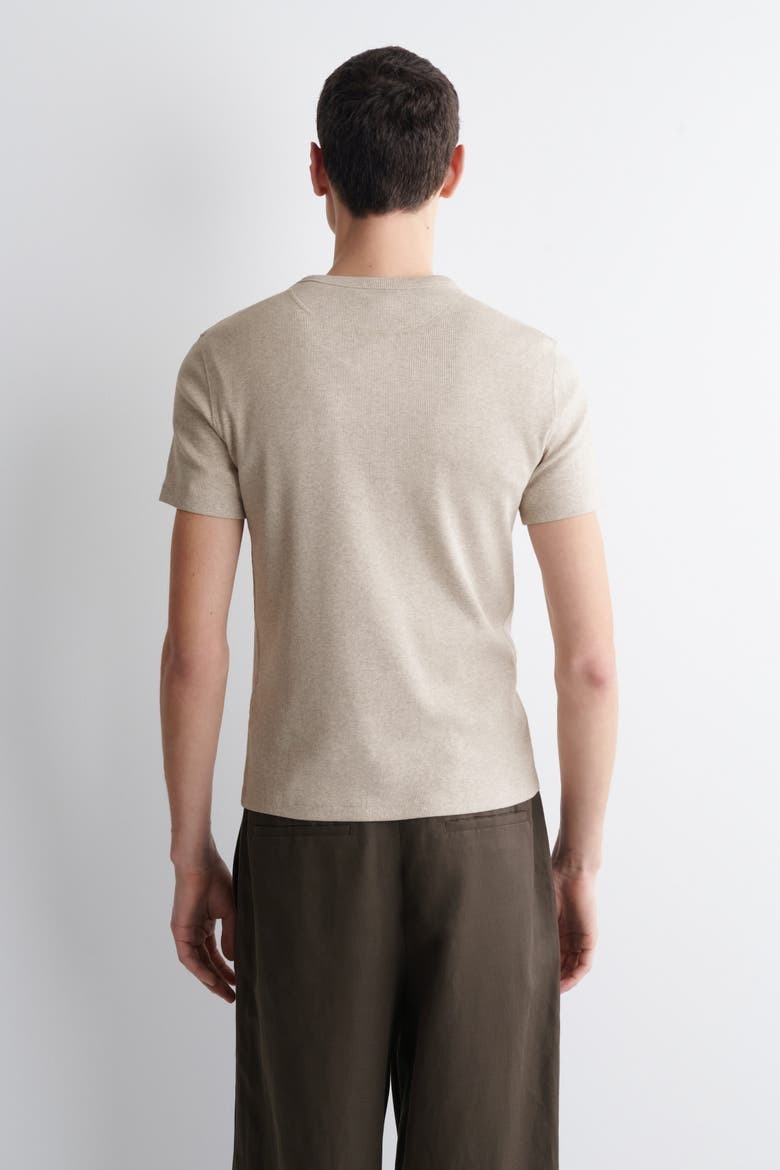 Slim-fit Ribbed Henley T-shirt, Alternate, color, BEIGE MÉLANGE