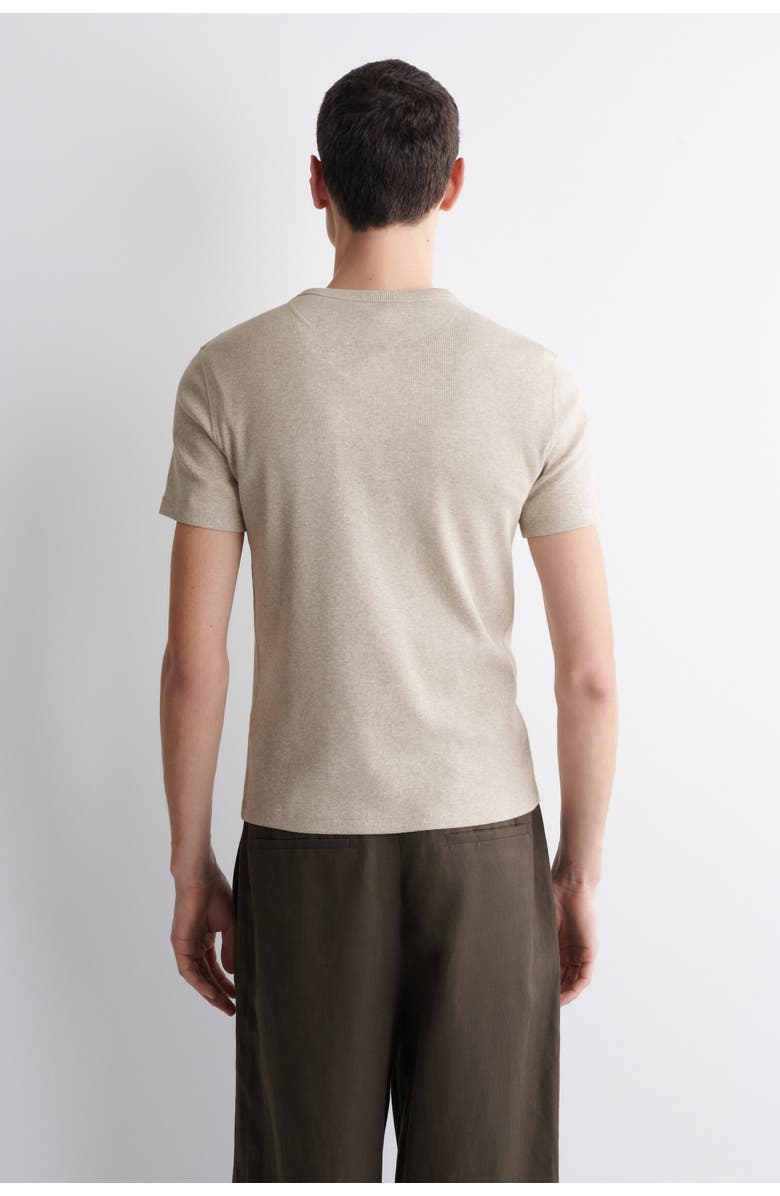 COS Slim-Fit Ribbed Henley T-Shirt, Alternate, color, Beige Mélange