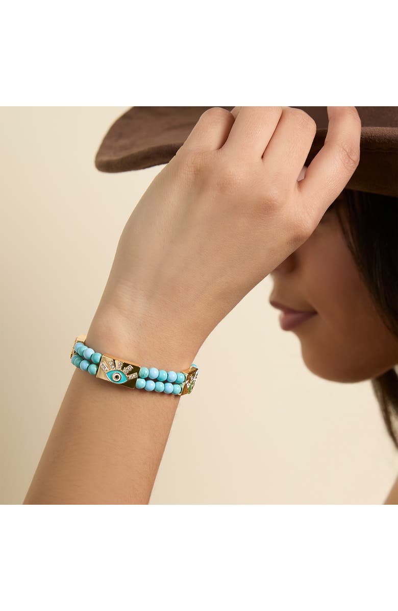 Jessica Simpson Gold-Tone Evil Eye Bracelet, Alternate, color, Gold