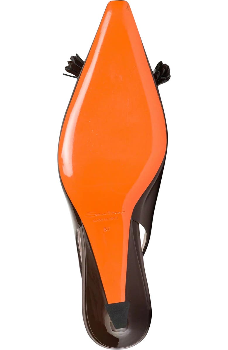 Santoni Patent Leather Mid-Heel Slingback, Alternate, color, Brown