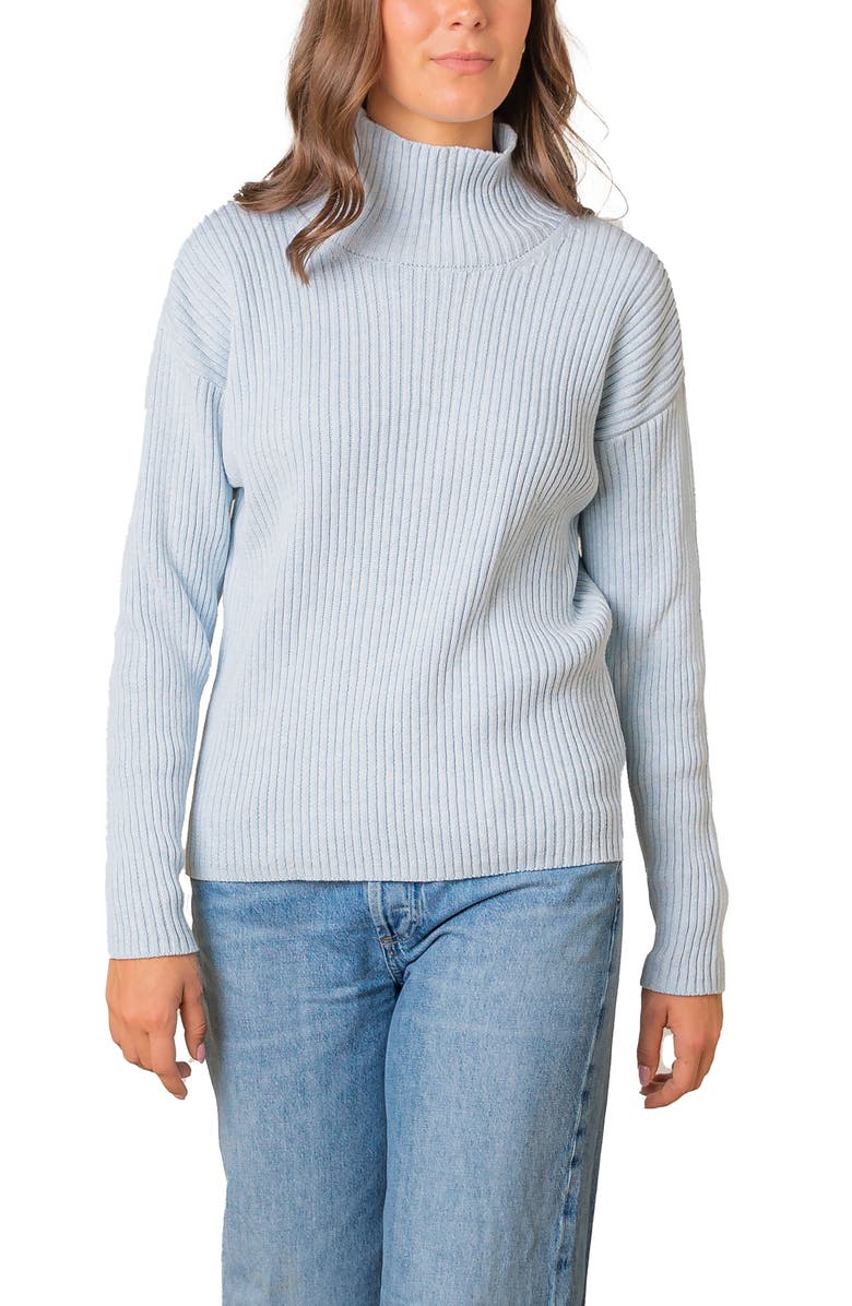 Hope & Henry Organic Funnel Neck Sweater, Main, color, Light Blue Heather