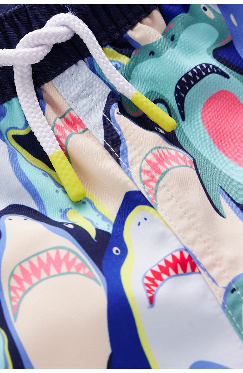 Mini Boden Kids
 Shark Print Swim Shorts, Alternate, color, Multi Shark Audience
