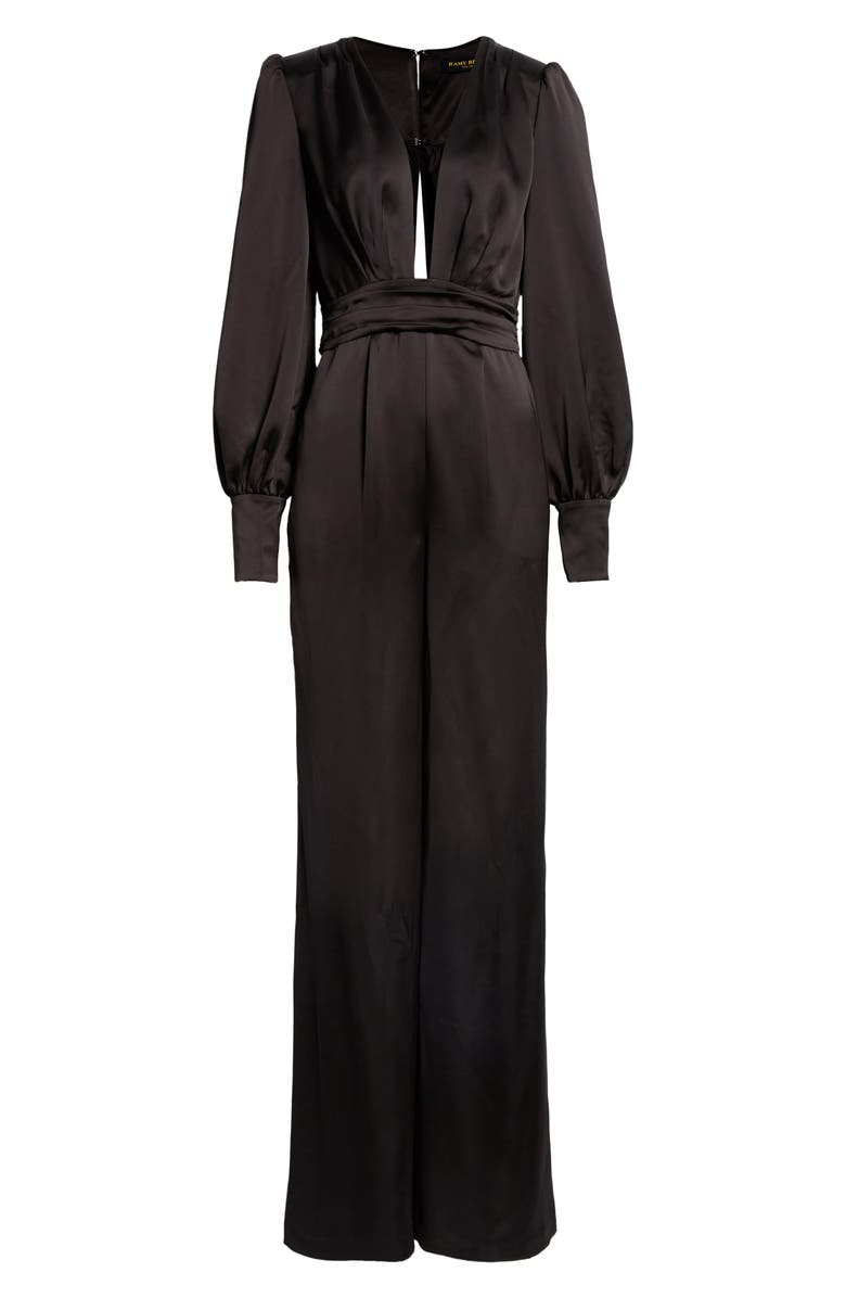 Ramy Brook Madelane Plunge Long Sleeve Satin Jumpsuit, Alternate, color,