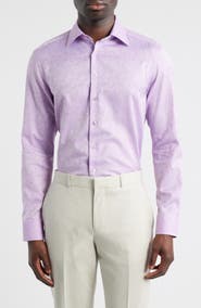 Etro Roma Regular Fit Violet Paisley Jacquard Cotton Dress Shirt