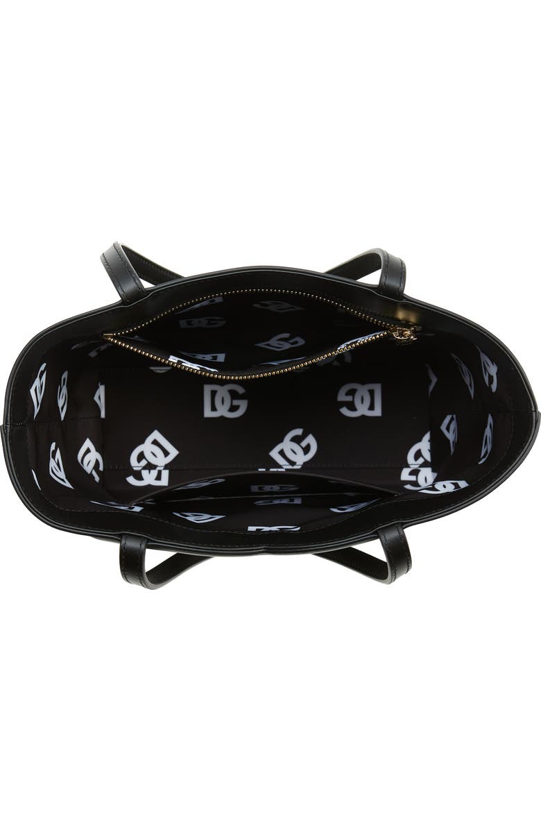 Dolce&Gabbana Small DG Logo Leather Tote, Alternate, color, Black