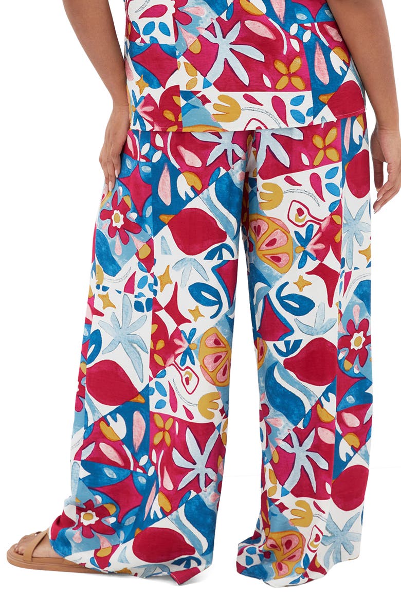 City Chic Athena Printed Wide Leg Pants, Alternate, color, Mosaic