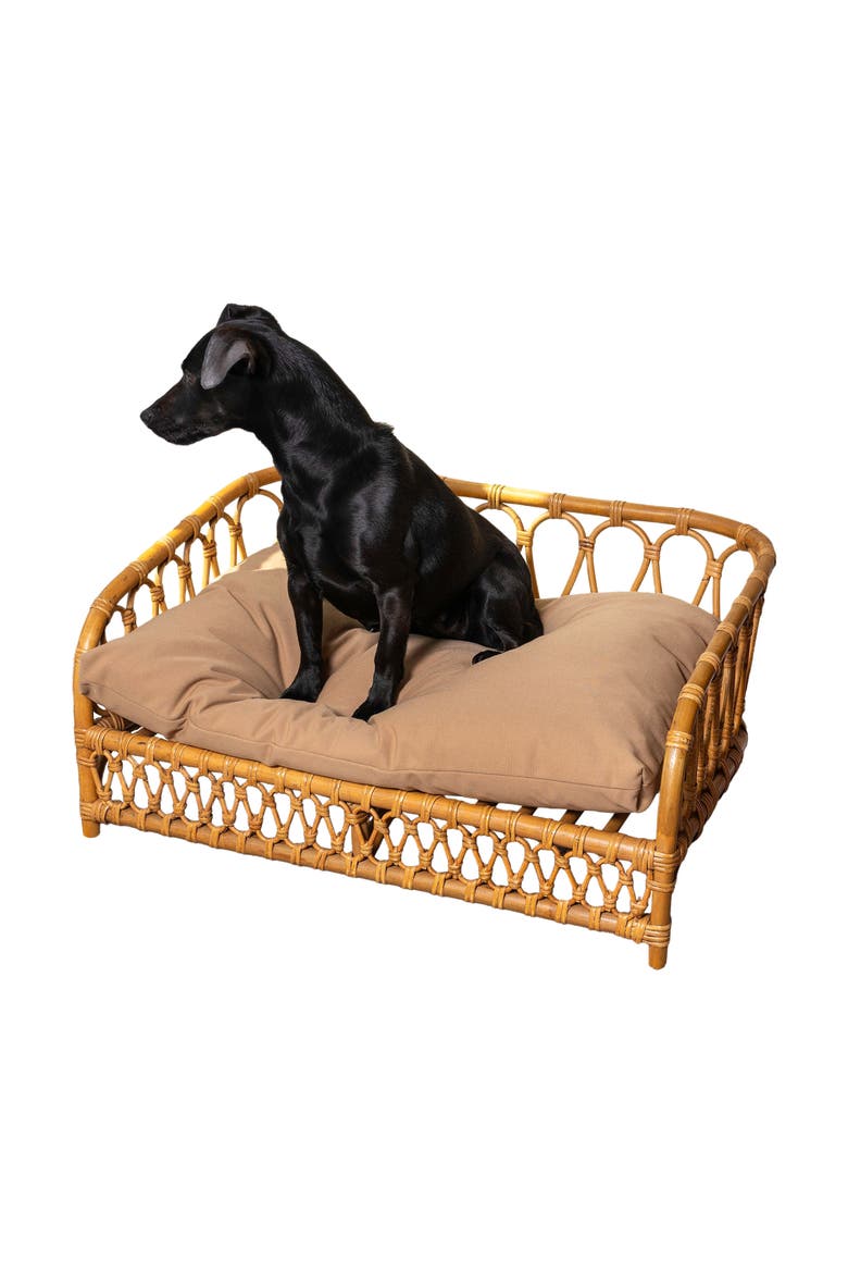 Elevate Handwoven Rattan Pet Daybed with Machine-Washable Cushion, Main, color, Natural
