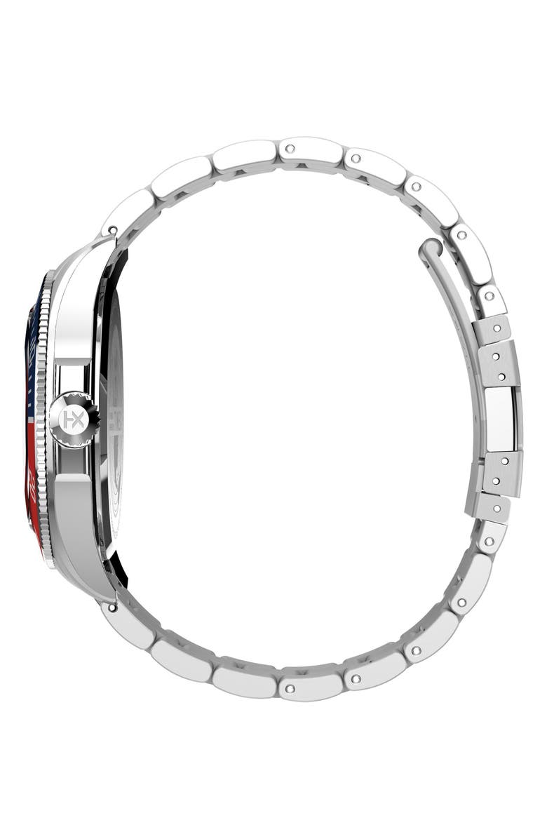 Timex<sup>®</sup> Harborside Coast Multifunction 43mm Stainless Steel Bracelet Watch, Alternate, color, Black/ Silver-Tone