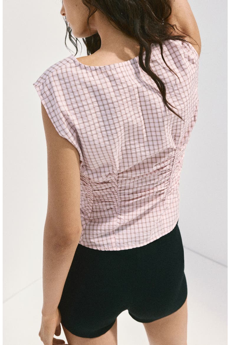 Check V-Neck Sleeveless Top, Alternate, color, PASTEL PINK