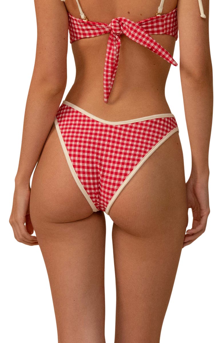 MONTCE Tori Micro Gingham Binded Swim Top, Alternate, color, Red Micro Gingham