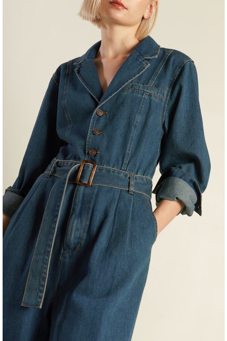 Long Sleeve Denim Jumpsuit, Alternate, color, INDIGO DENIM