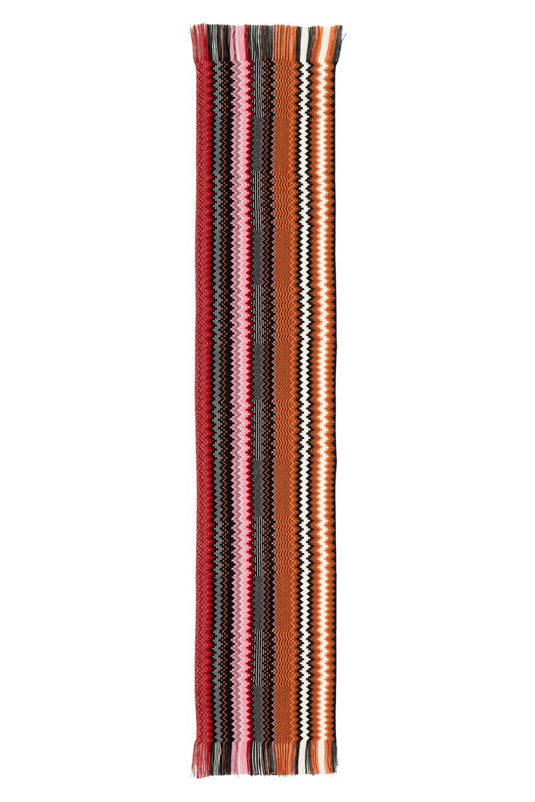 Metallic Zigzag Wool Blend Scarf, Alternate, color, RED