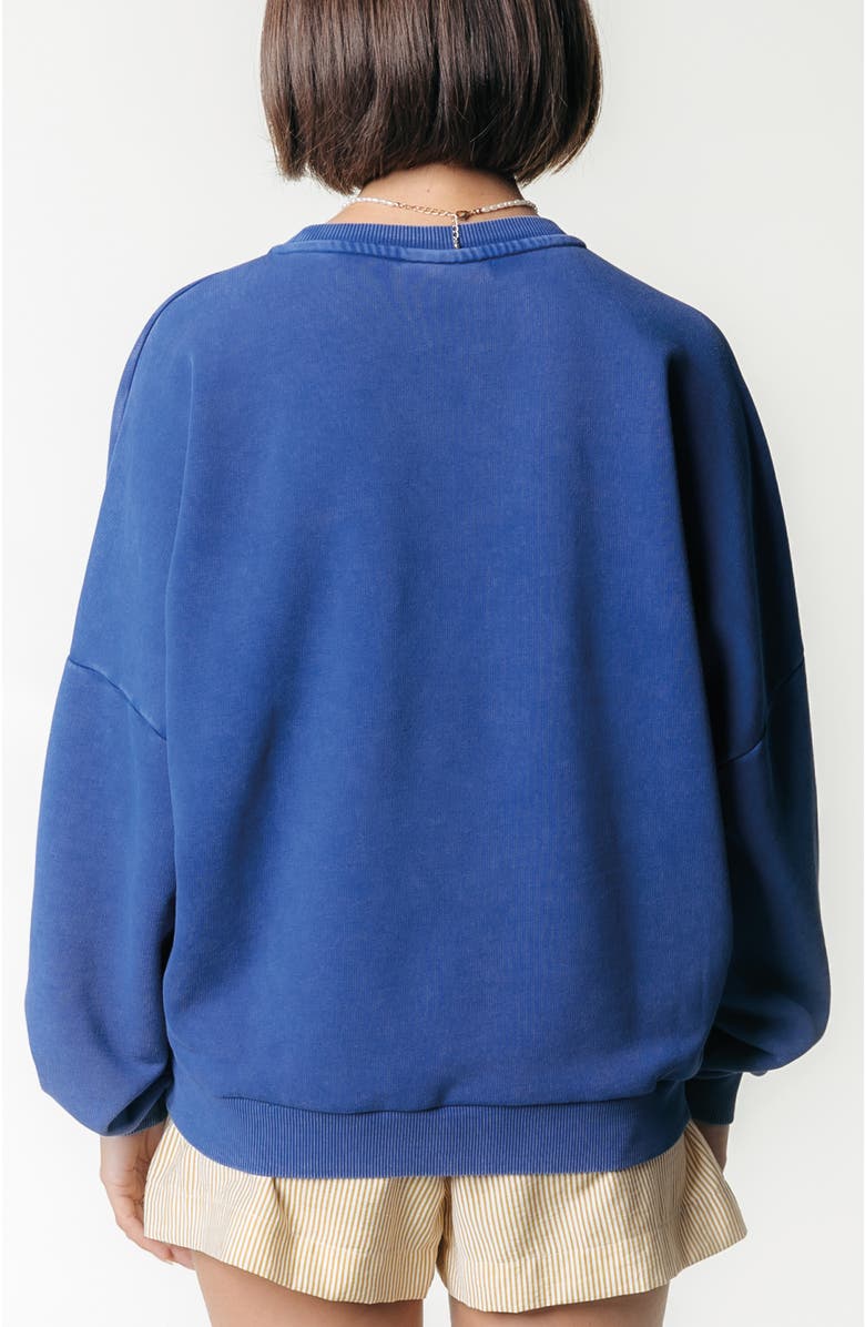 Colourful Rebel Sunny Days Acid Wash Dropped Shoulder Sweat, Alternate, color, Blue