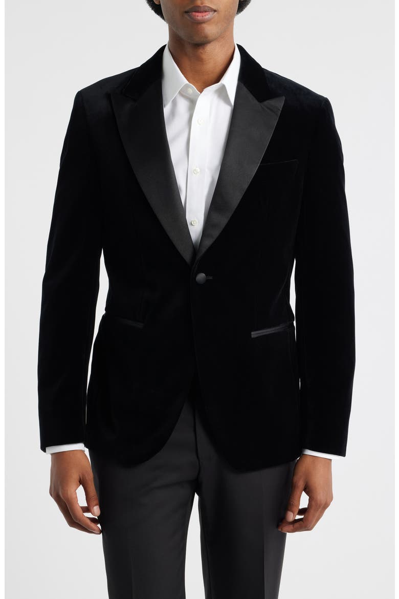 Hutson Cotton Velvet Dinner Jacket, Main, color, BLACK