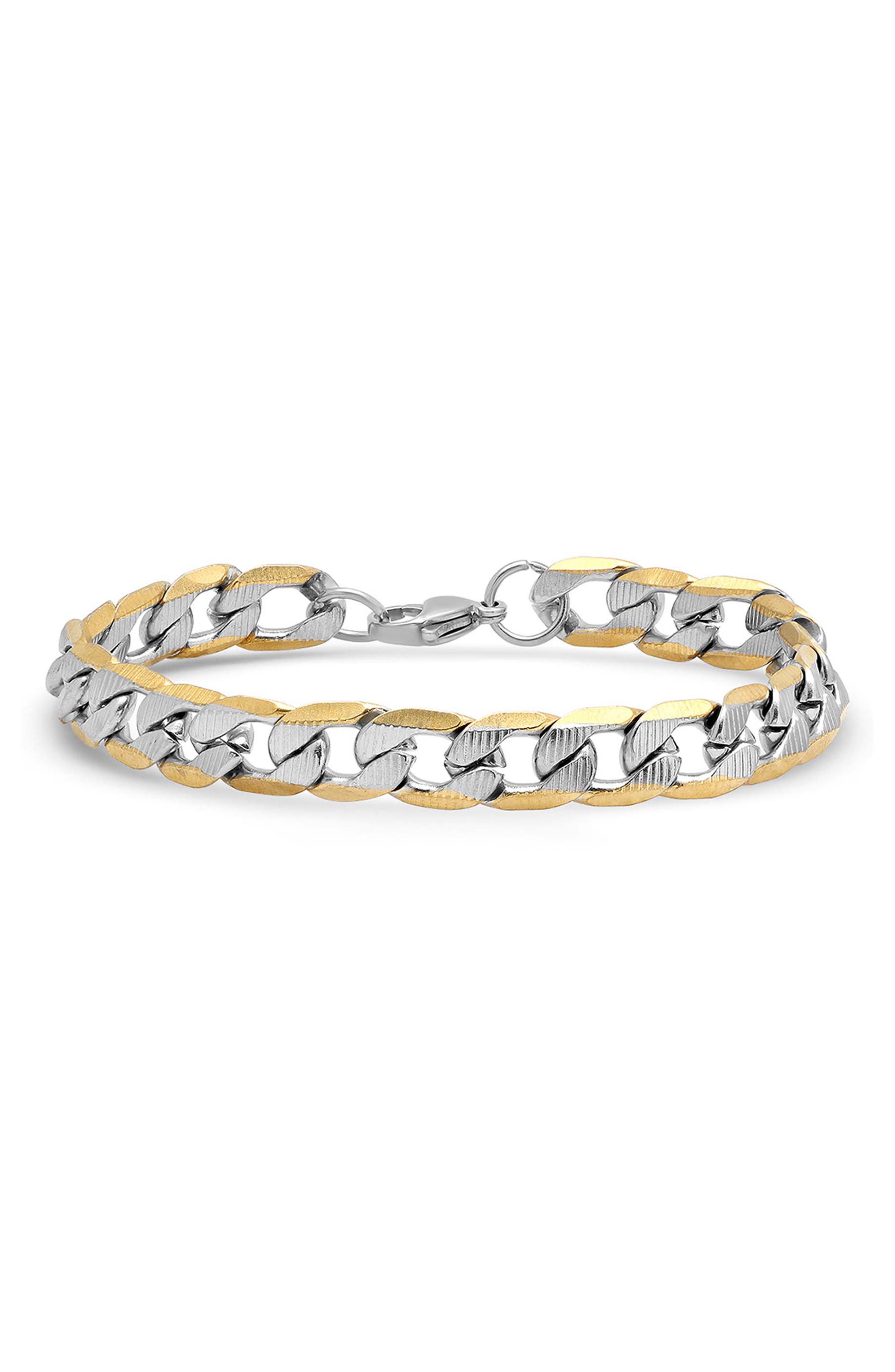 Men's Two Tone Curb Chain Bracelet