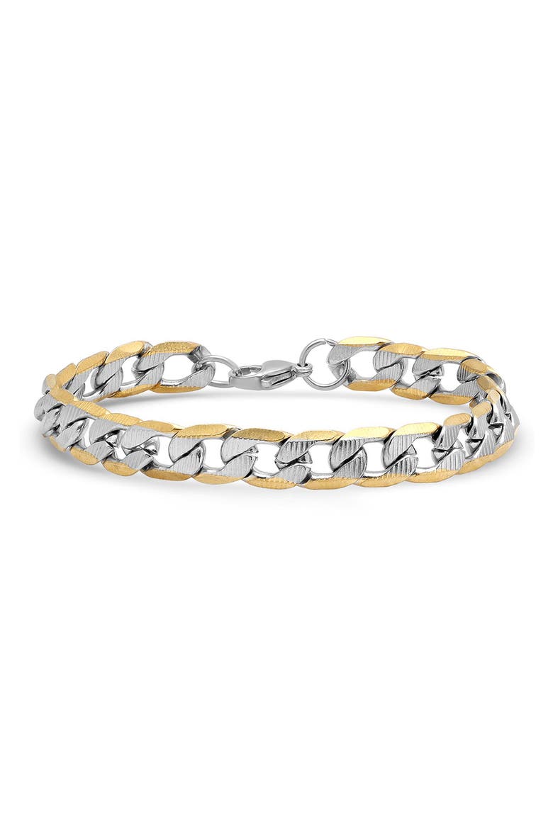 Men's Two Tone Curb Chain Bracelet, Main, color, GOLD