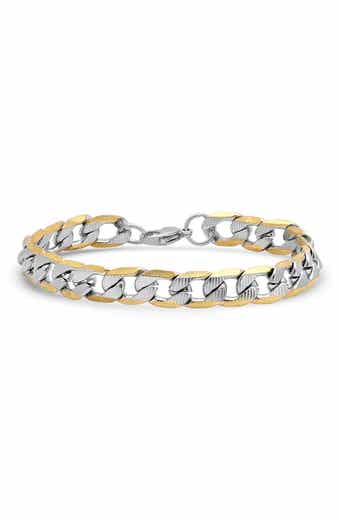 Men's Two Tone Curb Chain Bracelet