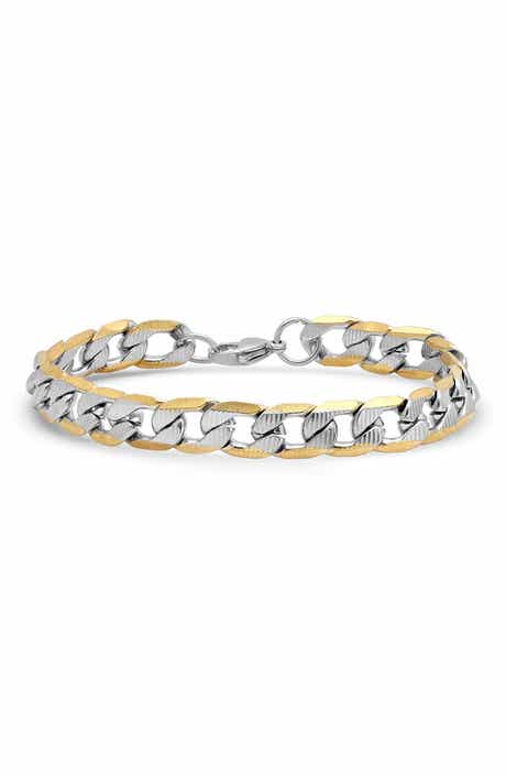 Men's Two Tone Curb Chain Bracelet