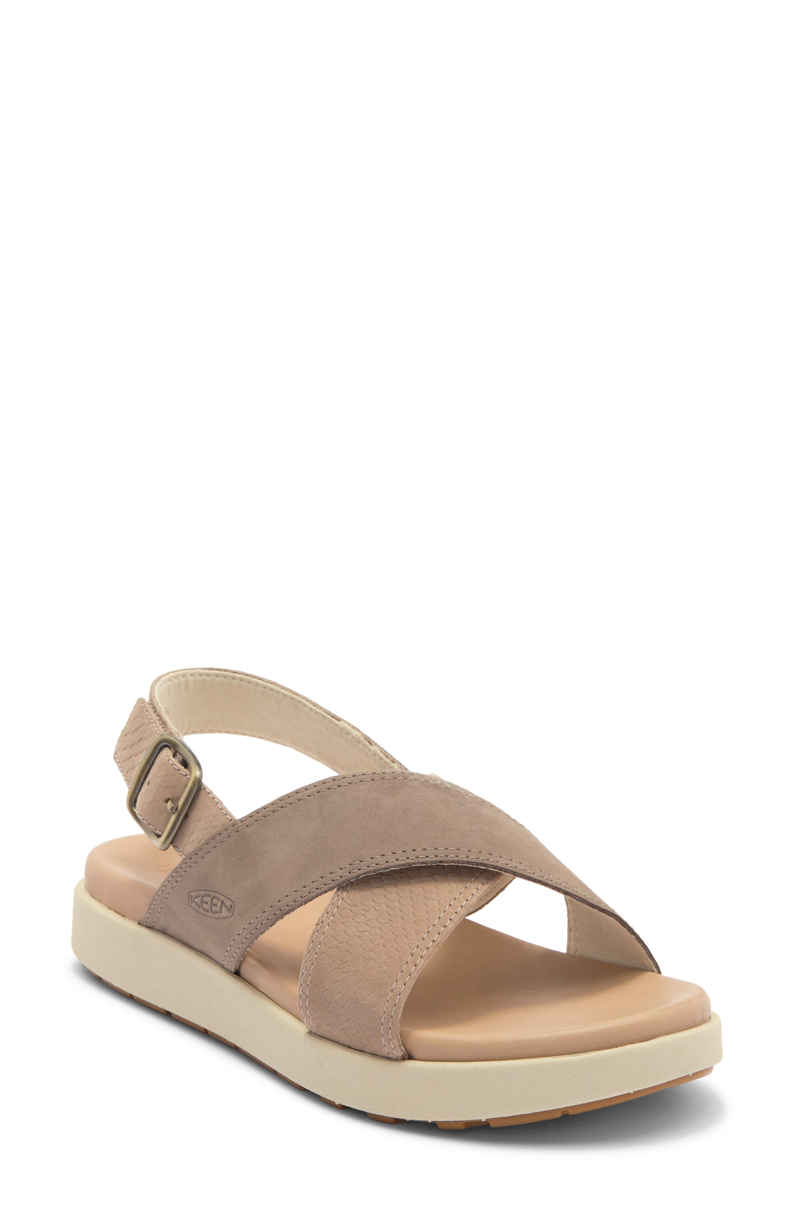 KEEN Elle Luxe Cross Strap Sandal, Main, color, Plaza Taupe/ Brindle