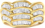 Haus of Brilliance 14K Yellow Gold 1-1/3 Cttw Baguette Diamond Wave Design Band Ring