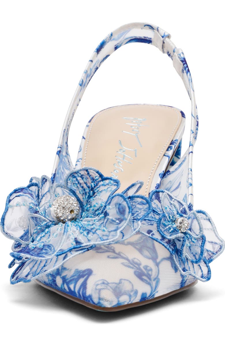 Betsey Johnson Petra Slingback Pointed Toe Pump, Alternate, color, White/ Blue Floral