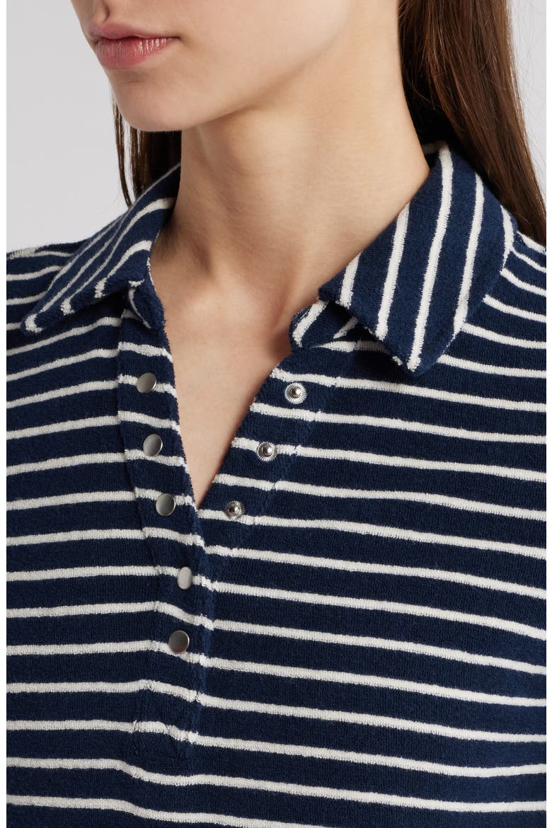 Naveli Stripe Cotton Terry Cloth Polo, Alternate, color, NAVY IVORY STRIPE