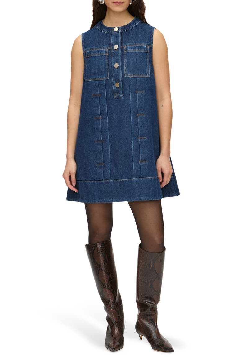 Rory Sleeveless Denim Shift Dress, Main, color, OCEAN BLUE