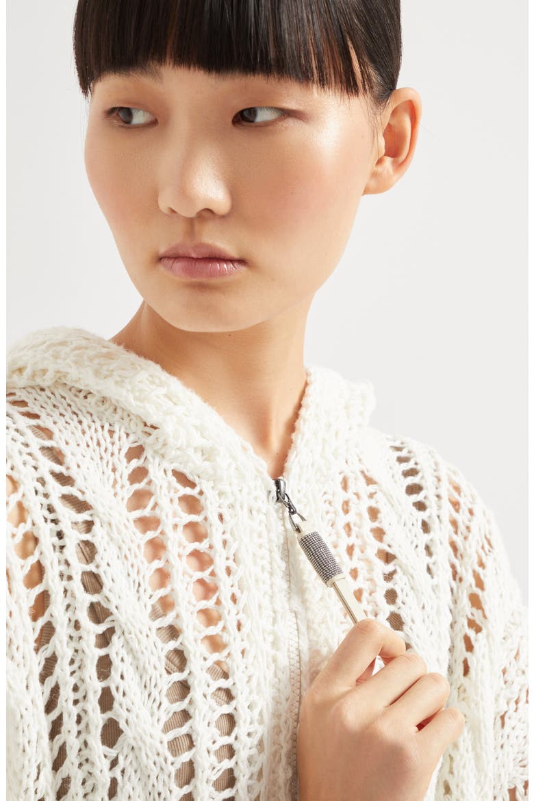 Cable & Mesh cardigan, Alternate, color, Panama