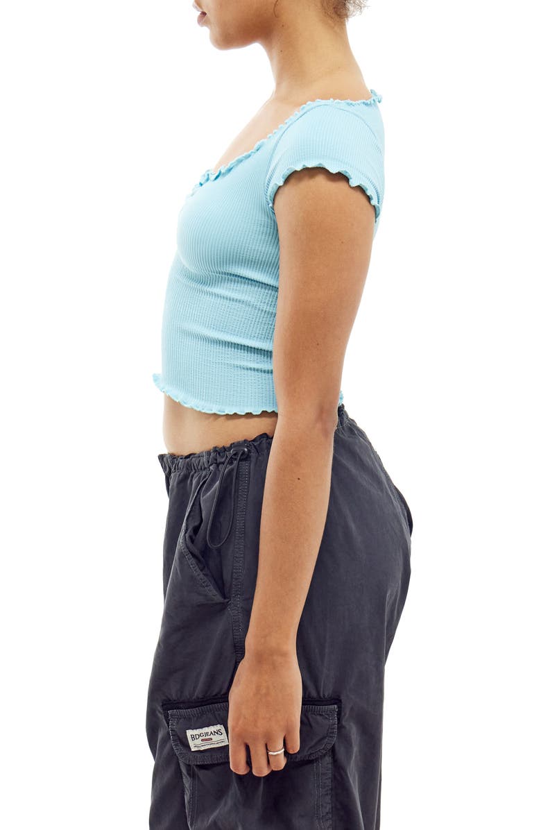 BDG Urban Outfitters Elsie Cap Sleeve Rib Crop Top, Alternate, color, Light Blue