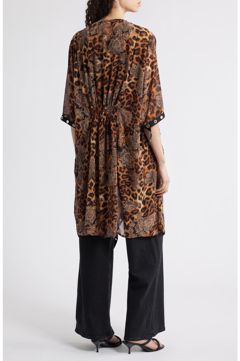 Ellie Grommet Asymmetric Cardigan, Alternate, color, LEOPARD