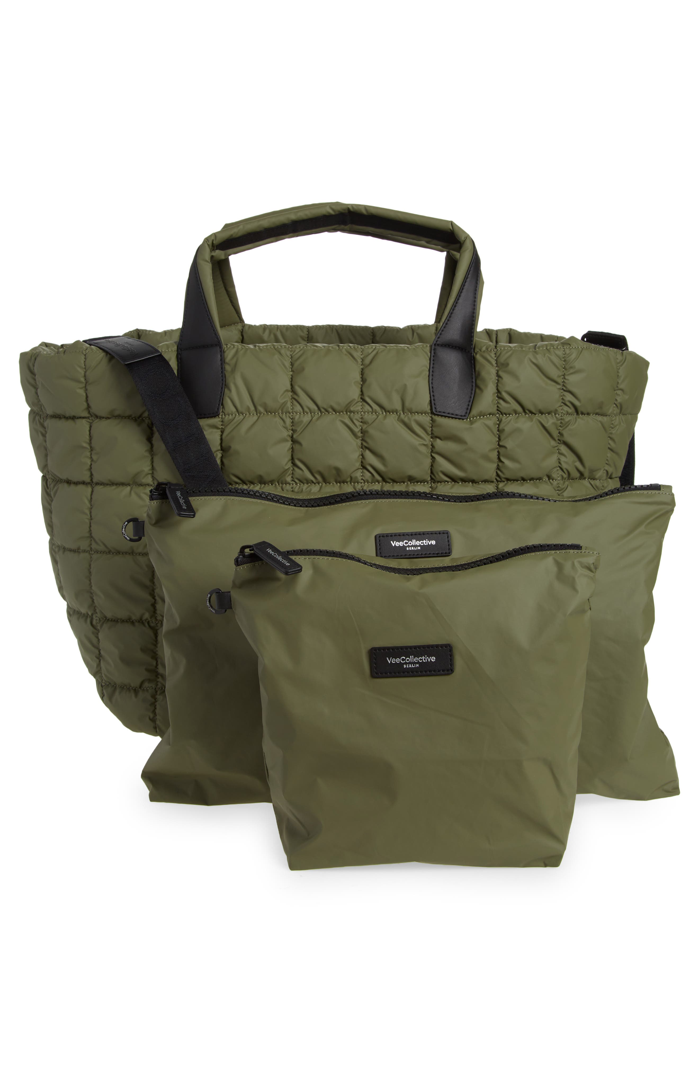 VeeCollective Porter Water Repellent Quilted Weekend Bag, Alternate, color, Moss