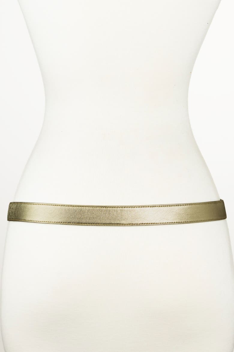 Starburst Buckle Leather Belt, Alternate, color, Gold