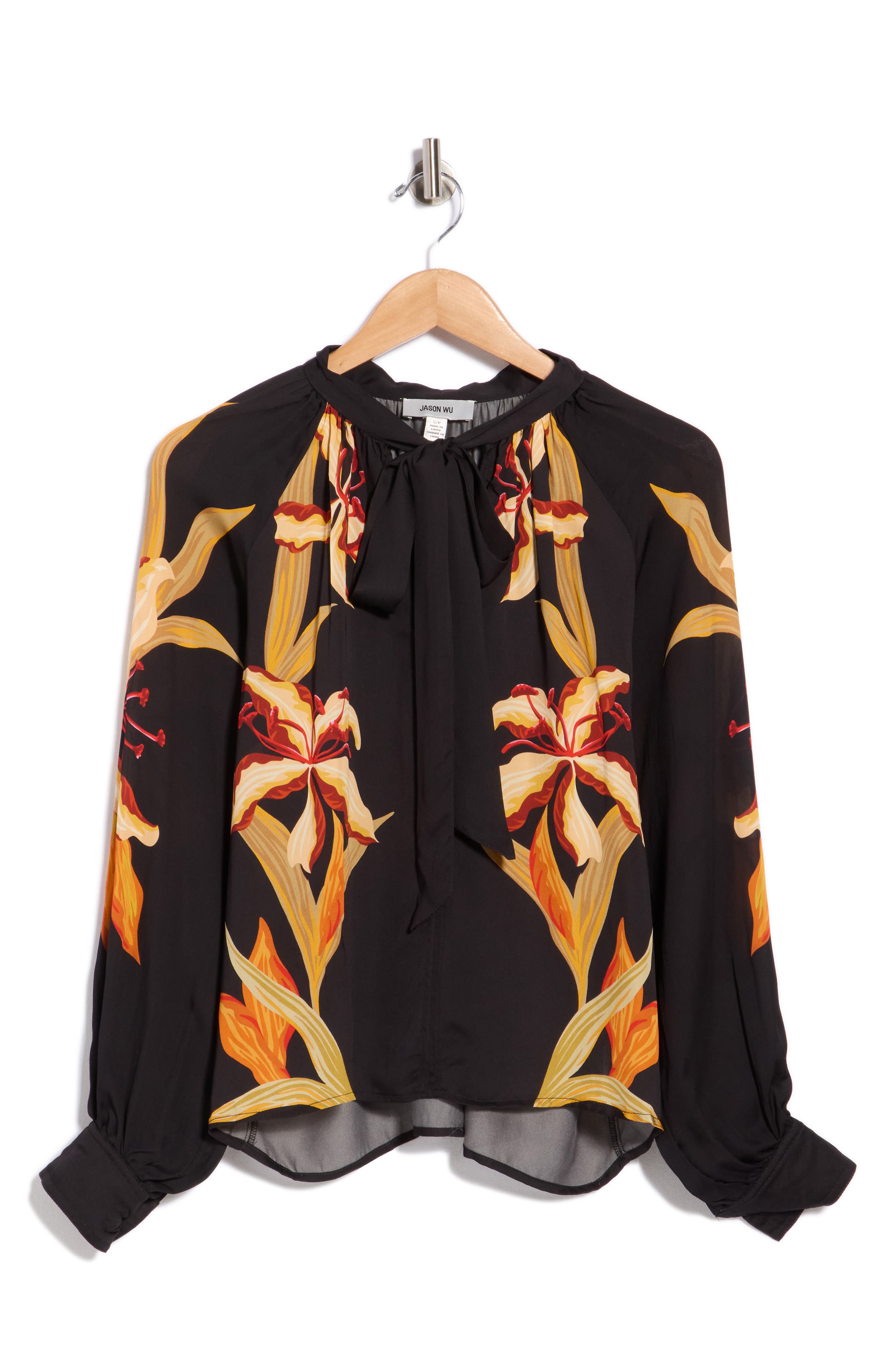 Tie Neck Long Sleeve Top