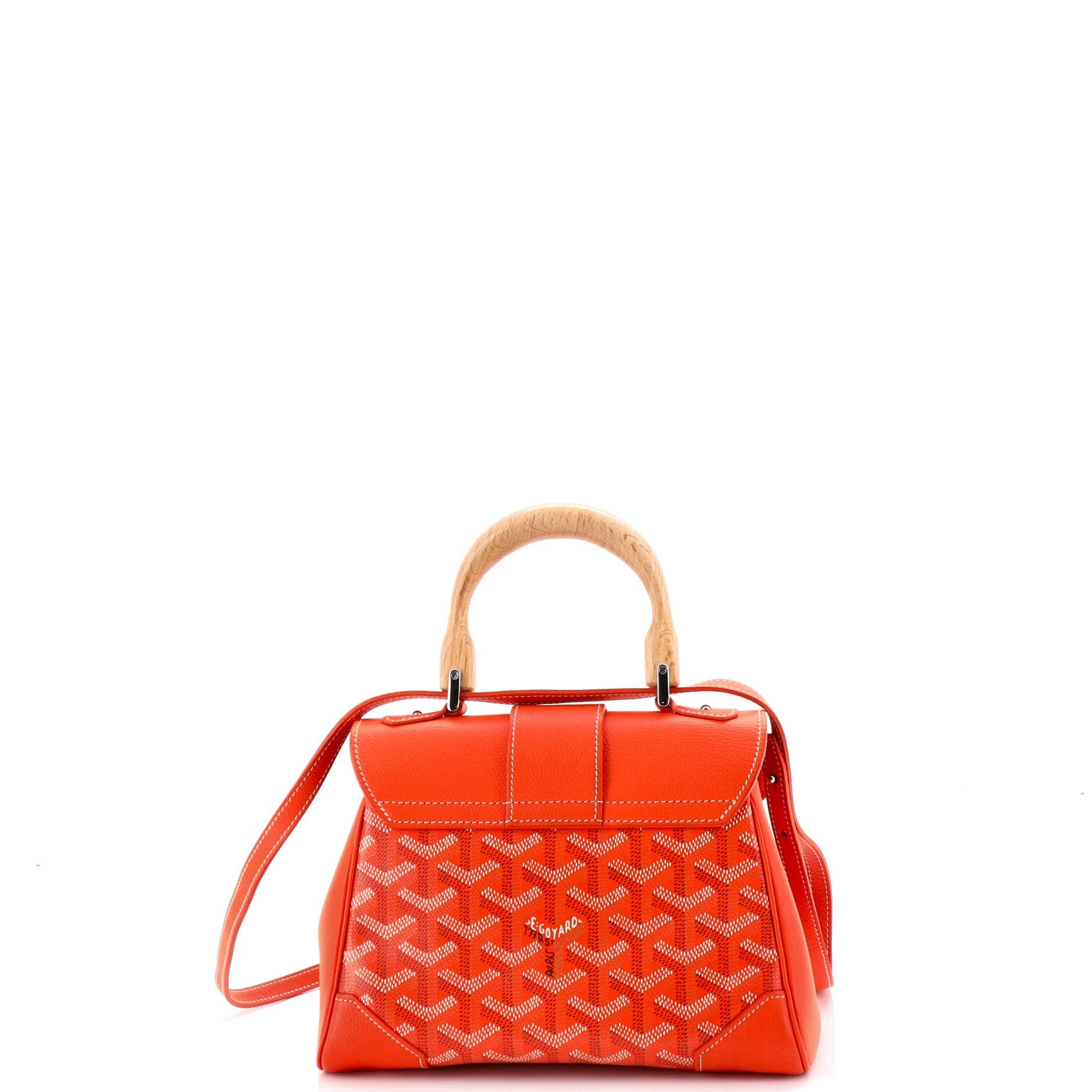 Pre-Owned Goyard Saigon Top Handle Bag Coated Canvas with Leather Mini, Alternate, color, Orange