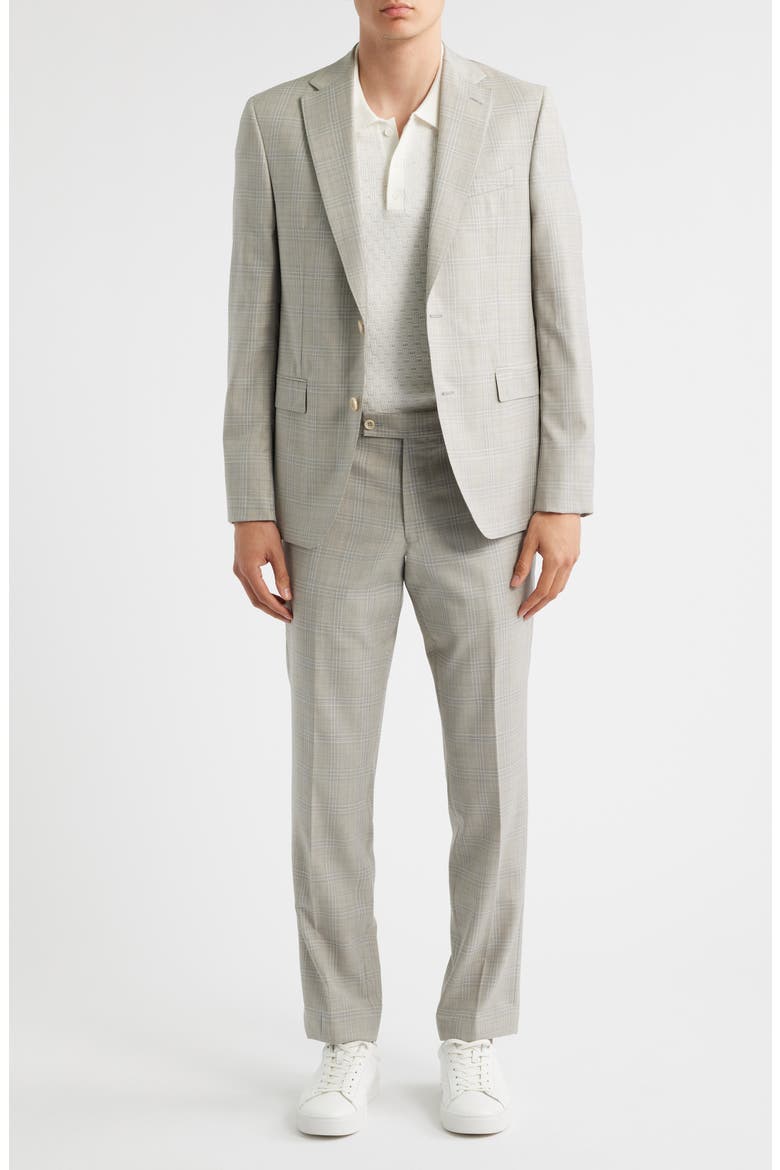 Esprit Plaid Wool Suit, Main, color, SAND
