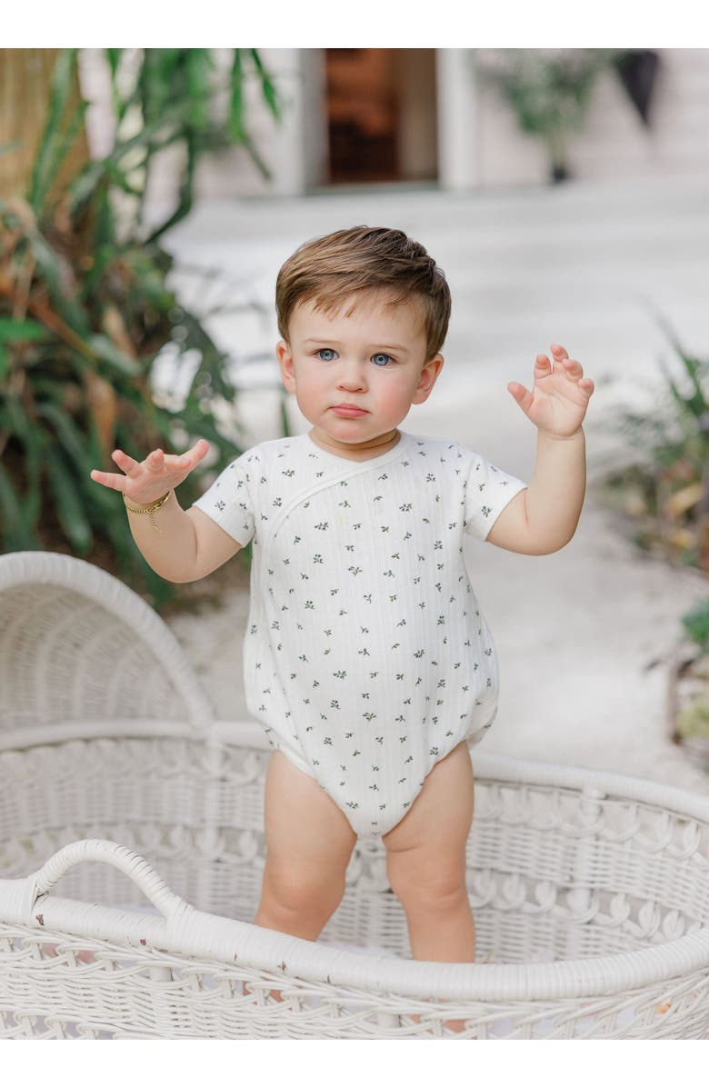 Ely's & Co. Floral Pointelle Collection - Romper, Alternate, color, Ivory/Blue