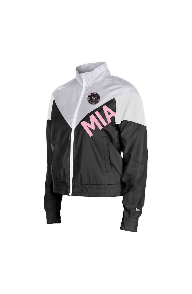 5TH AND OCEAN BY NEW ERA Women's 5th & Ocean by New Era  Black Inter Miami CF Leisure Cropped Full-Zip Windbreaker Jacket, Alternate, color, Black