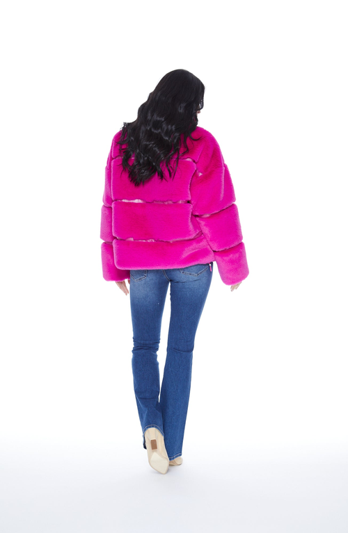 Shop Blue Revival Mob Wife Unreal Leather Fur Jacket In Hot Pink