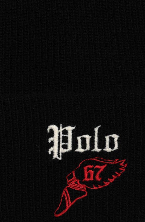 Polo Ralph Lauren Winged Foot Beanie In Brown