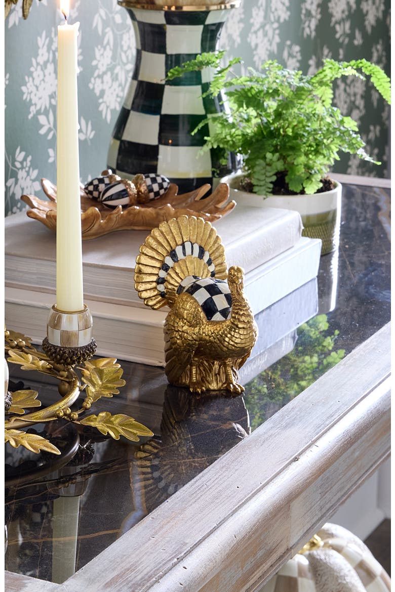 Courtly Check Mini Gold Turkey Decoration, Alternate, color, BLACK