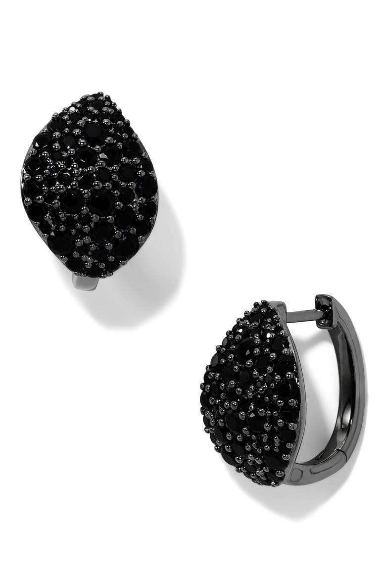 Rocco Pav Hoop Earrings, Main, color, BLACK