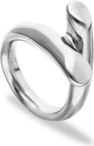 UNODE50 Sterling Silver Plated Ring In The Shape Of Tubes
