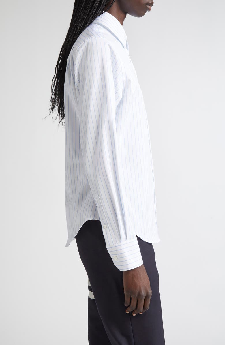 Thom Browne Classic Stripe Cotton Button-Up Shirt, Alternate, color, Light Blue
