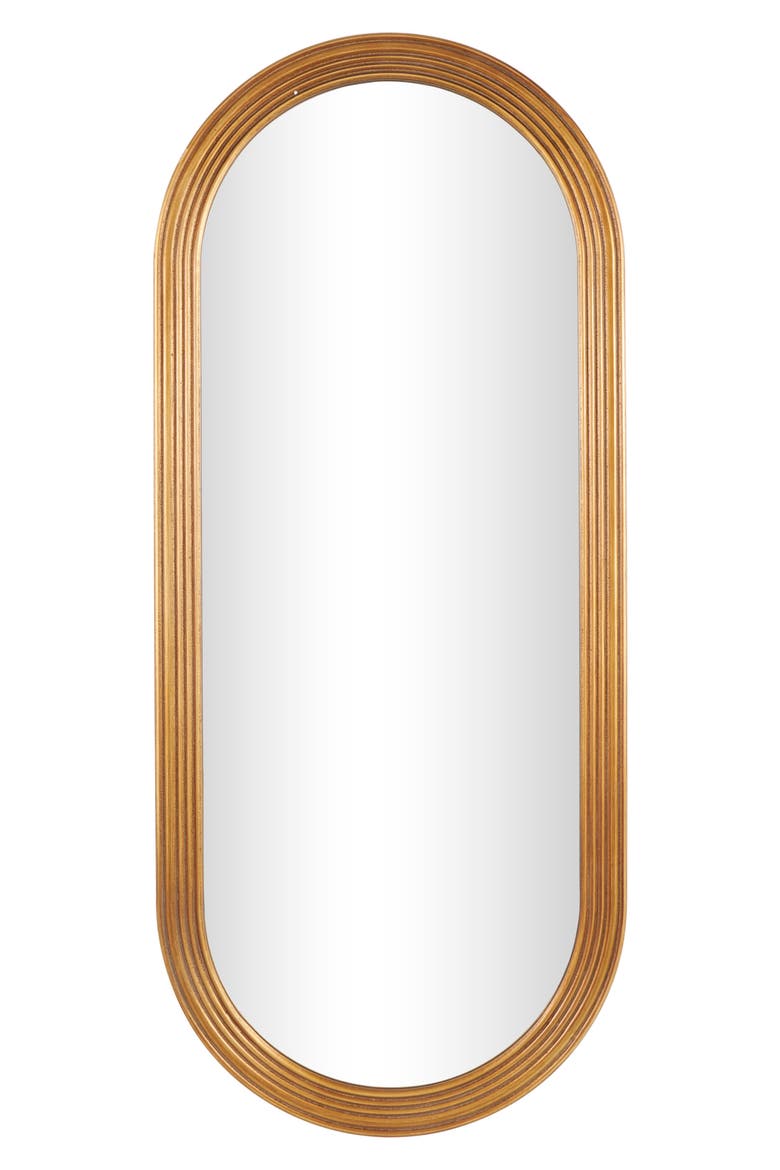 Oval Wooden Wall Mirror, Main, color, BROWN