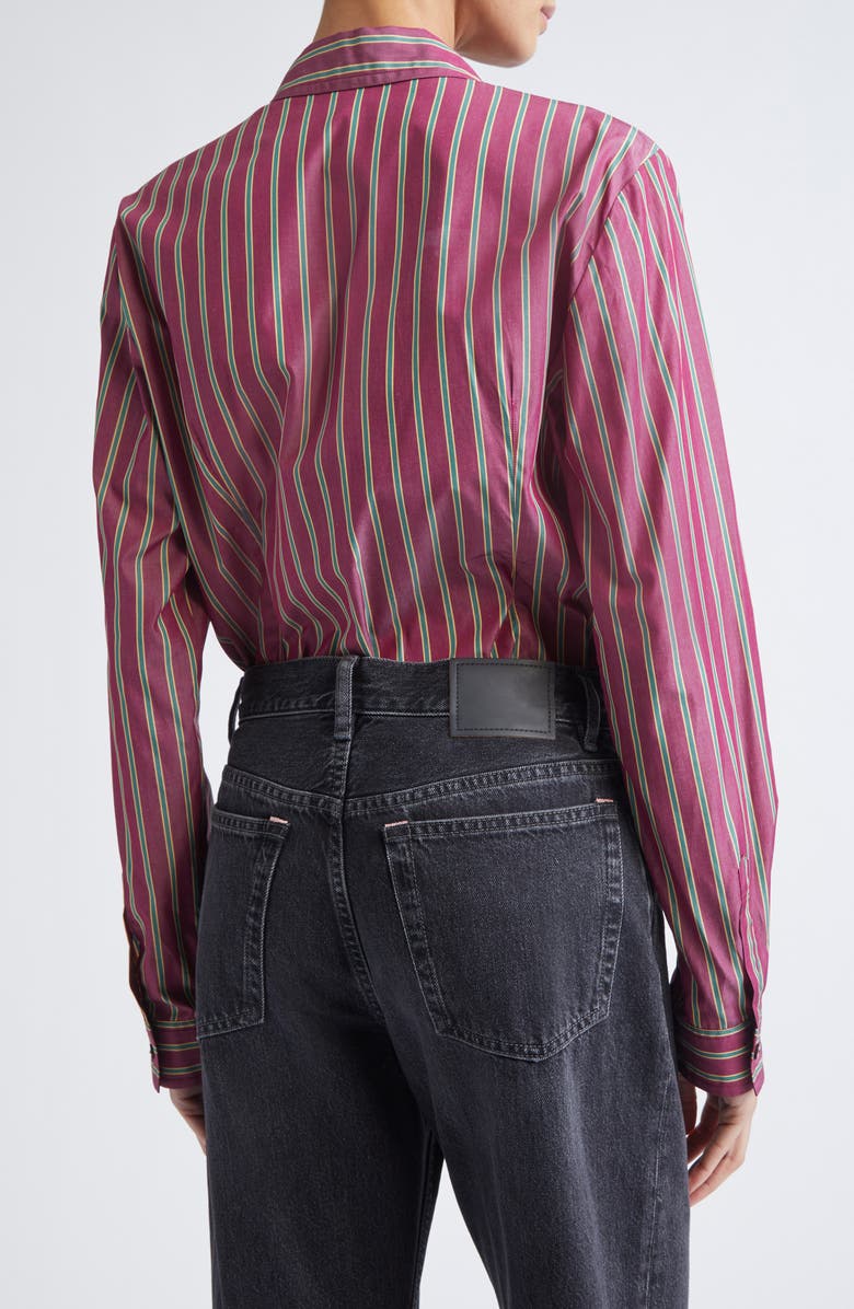Etro Stripe Cotton Button-Up Shirt, Alternate, color, Multicolor Bordeaux Base