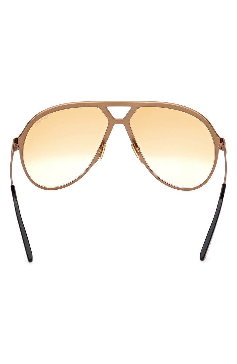 TOM FORD Xavier 64mm Gradient Oversize Pilot Sunglasses, Alternate, color, Shiny Rose Gold Brown